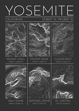 Yosemite Topographic Contour Map
