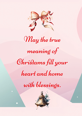 Christmas Blessings Card with Bow and Bell