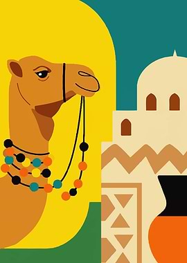 Camel and Architecture Illustration