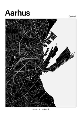 Aarhus Black and White Map