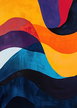 Abstract Colorful Wavy Painting