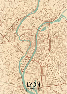 Lyon Vintage Map