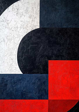 Abstract Geometric Painting: Red, White, Black