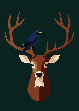 Deer and Bird Illustration