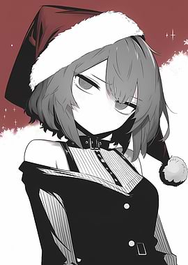 Anime Girl with Santa Hat
