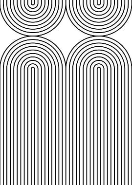 Abstract Black and White Arches Pattern