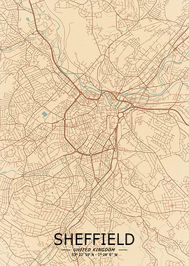 Sheffield Vintage Map