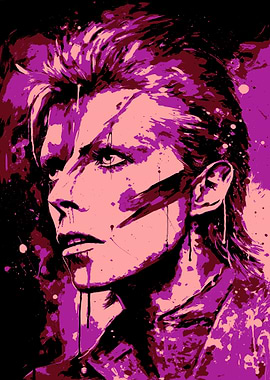 David Bowie Portrait - Pink and Purple