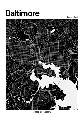 Baltimore Black and White Map