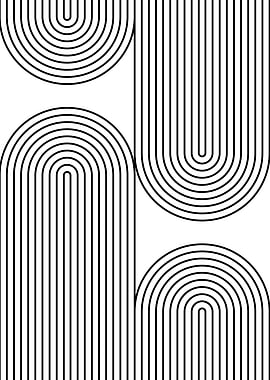 Abstract Arches Black and White Pattern