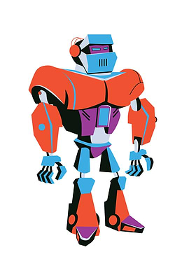 Colorful Cartoon Robot Illustration