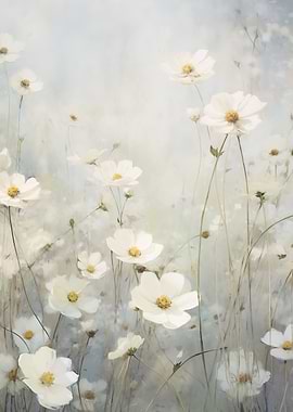 White Soft Cosmos Flowers