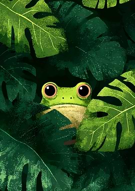 Frog in the Jungle Leaves