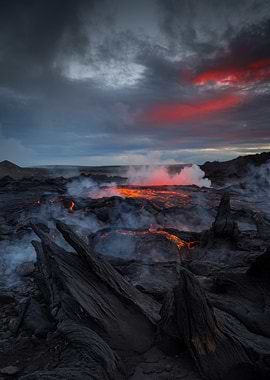 Volcanic Landscape at Sunset
