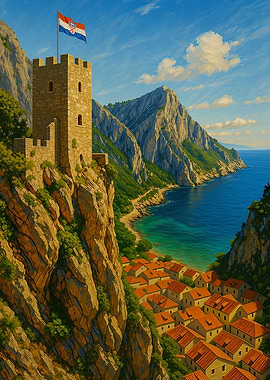 Croatian Coastline with Fortress