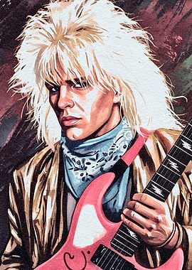 Guitarist with Blonde Hair and Pink Guitar