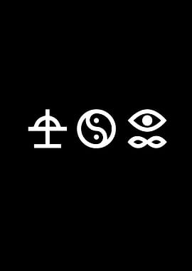 Bad Omens Minimalist Symbols on Black Background