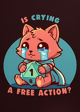 Crying Cat D&D Dice Cartoon