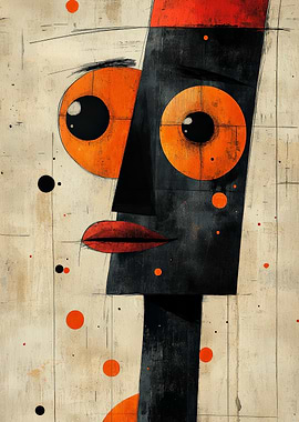 Abstract Face with Large Eyes