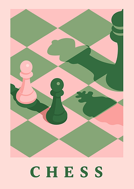 Chess Pieces on Diamond Pattern Board