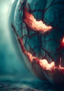 Cracked Pumpkin with Glowing Interior