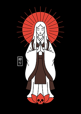 Praying Woman with Skull Lotus