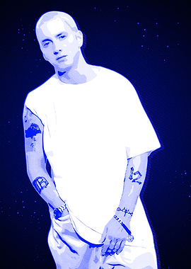 Eminem Portrait in Blue