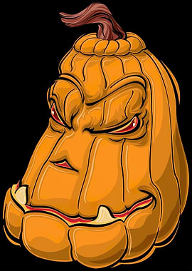 Cartoonish Evil Pumpkin on Black Background