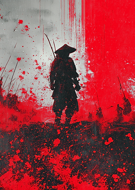 Samurai Warrior in Red and Black