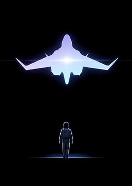 Astronaut and Spaceship Silhouette