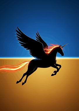 Fiery Pegasus Silhouette