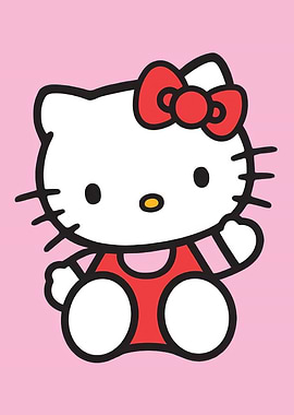 Hello Kitty Illustration on Pink Background