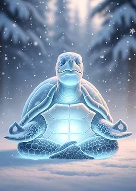 Meditating Turtle Winter Wonderland