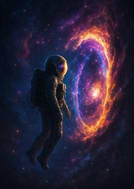 Astronaut in front of a nebula