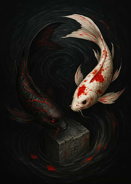 Yin Yang Koi Fish Illustration