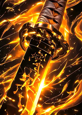 Katana with Fiery Energy