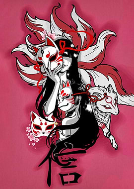 Nine-tailed Fox Spirit with Masks