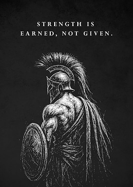 Spartan Warrior Strength Quote Art