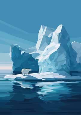 Polar Bear on Iceberg Illustration