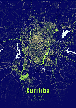 Curitiba, Brazil City Map