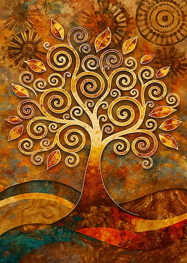 Swirling Tree of Life Art
