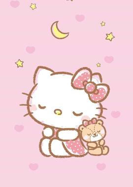 Hello Kitty Sleeping with Teddy Bear
