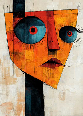 Abstract Face with Large Eyes