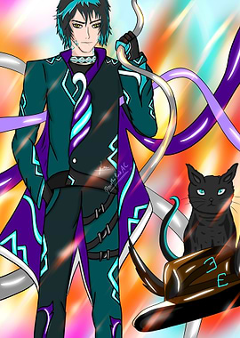 Magical Phantom Guider Anime Character with Cat