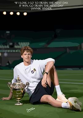 Jannik Sinner with Wimbledon Trophy