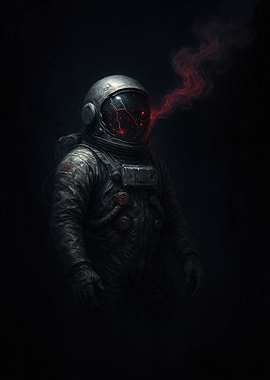 Astronaut with Red Smoke