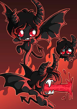 Cartoon Demons in Red and Black