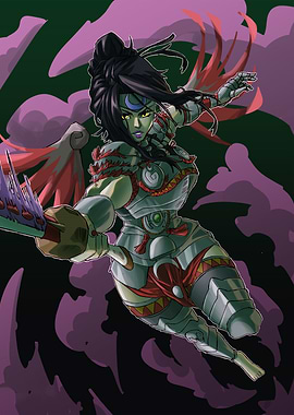 Female Warrior with Sword Illustration
