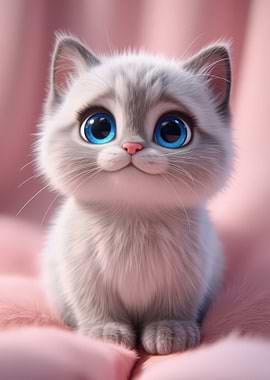 Cute Kitten with Big Blue Eyes