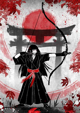 Anime Archer with Torii Gate